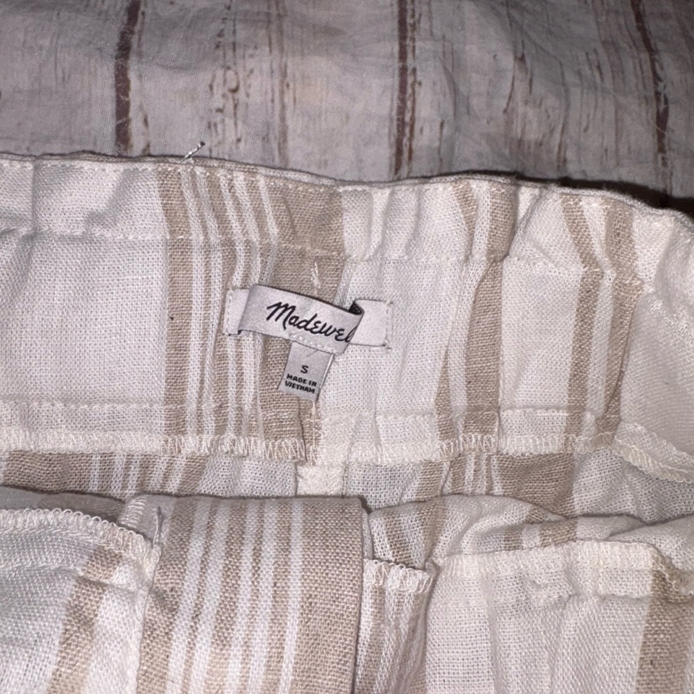 Madewell pull on linen blend striped shorts S - Picture 5 of 6